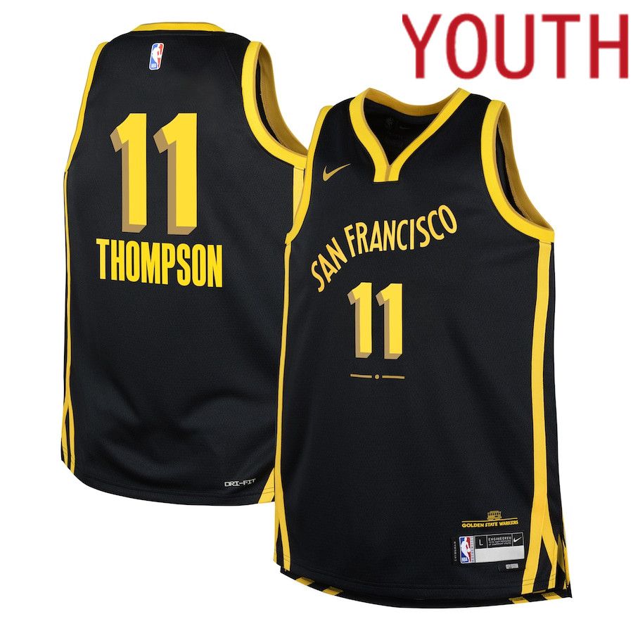 Youth Golden State Warriors 11 Klay Thompson Nike Black City Edition 2023-24 Swingman Replica NBA Jersey